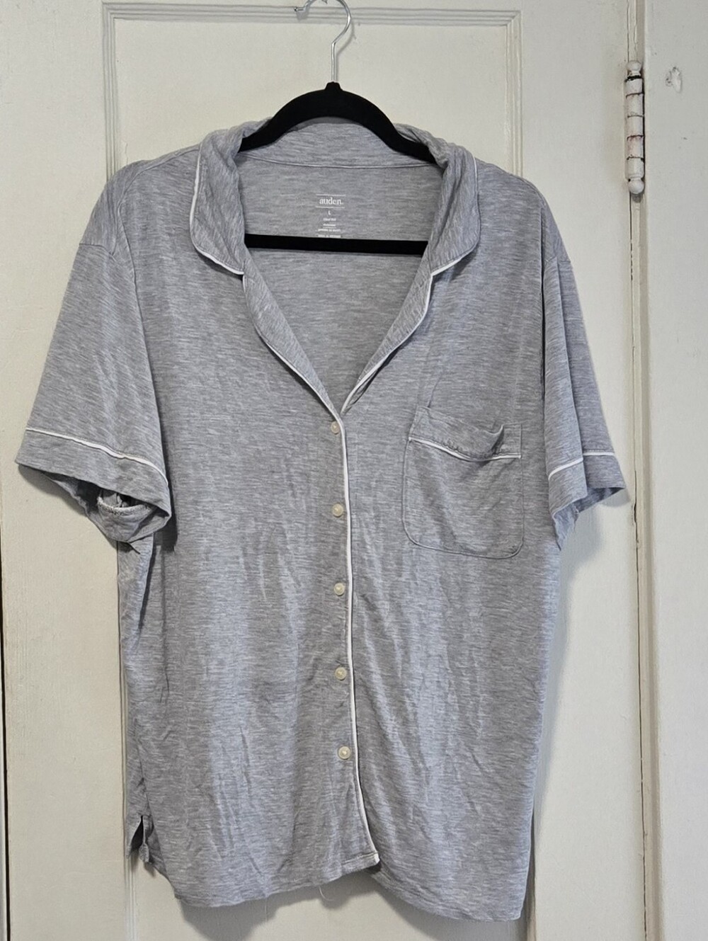 Auden Womens Light Gray Short Sleeve Pajama Set